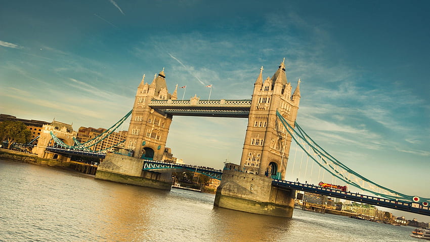 Londres, Tower Bridge, rio, Tâmisa widescreen 16:9 plano de fundo, móvel papel de parede HD