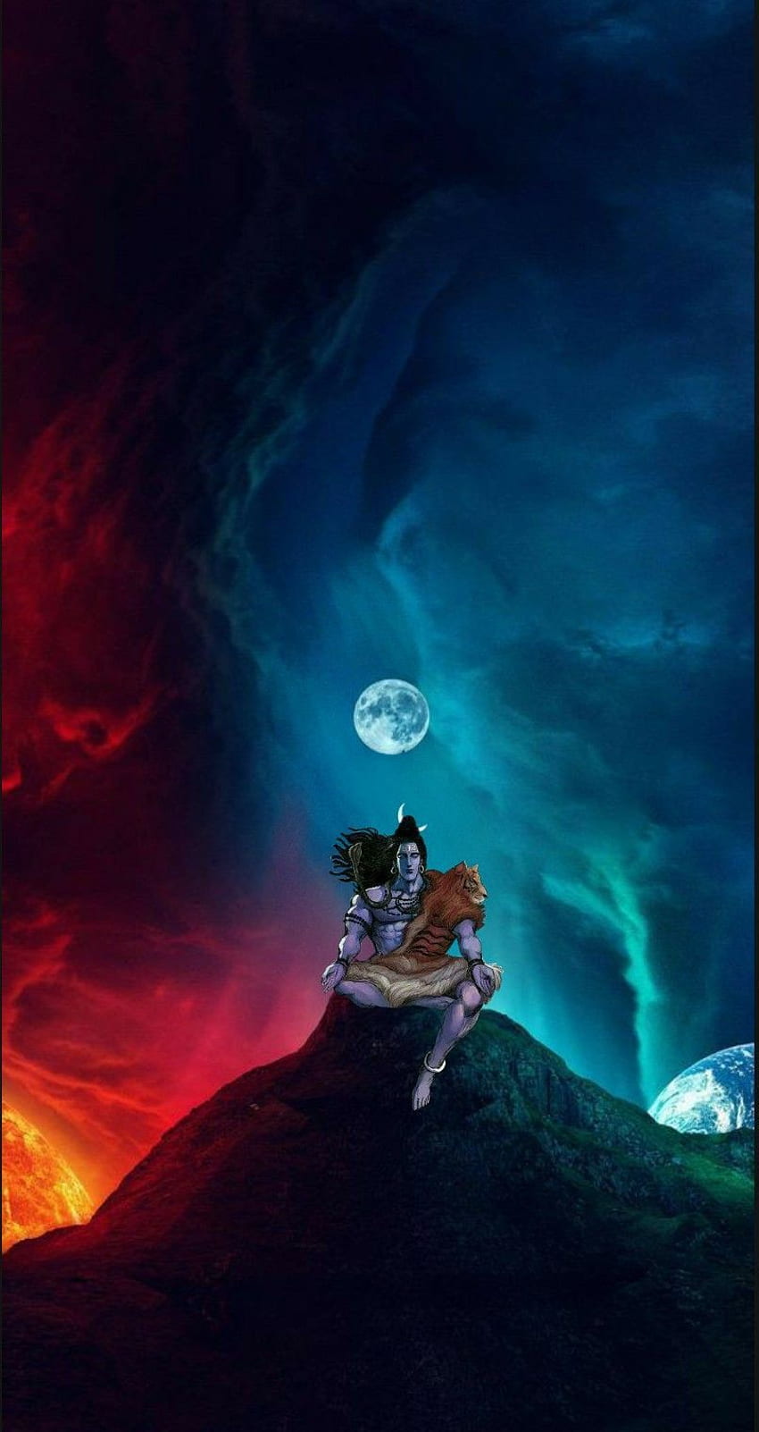 Lord Shiva als Adiyogi in der kreativen Kunstmalerei. Lord Shiva-Malerei, Lord Vishnu, Shiva-Lord HD-Handy-Hintergrundbild