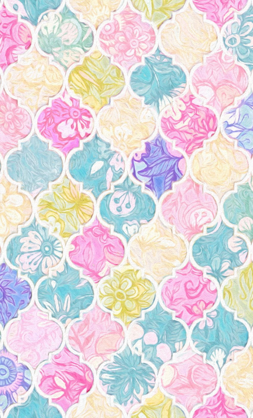Soft Bright Pastel Floral Moroccan Tiles fabric, Pastel Paisley HD phone wallpaper