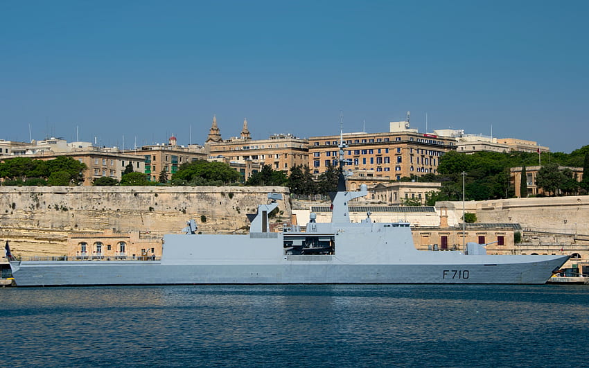 La Fayette, F 710, French stealth frigate, F710, French Navy, French frigate La Fayette, French warships, Malta HD wallpaper