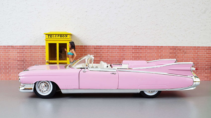 america, auto, cadillac, cadillac eldorado, diorama, Pink Cadillac HD wallpaper