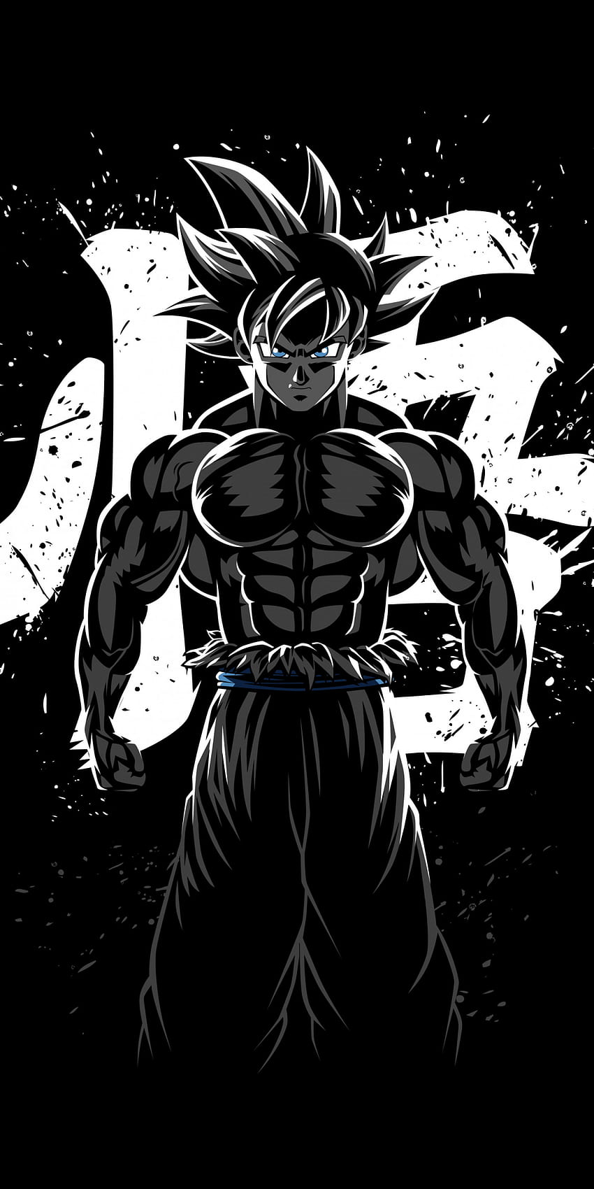 Goku musculoso, Dragon Ball Z, AMOLED, mínimo, negro, negro oscuro, Dragon Ball Z fondo de pantalla del teléfono
