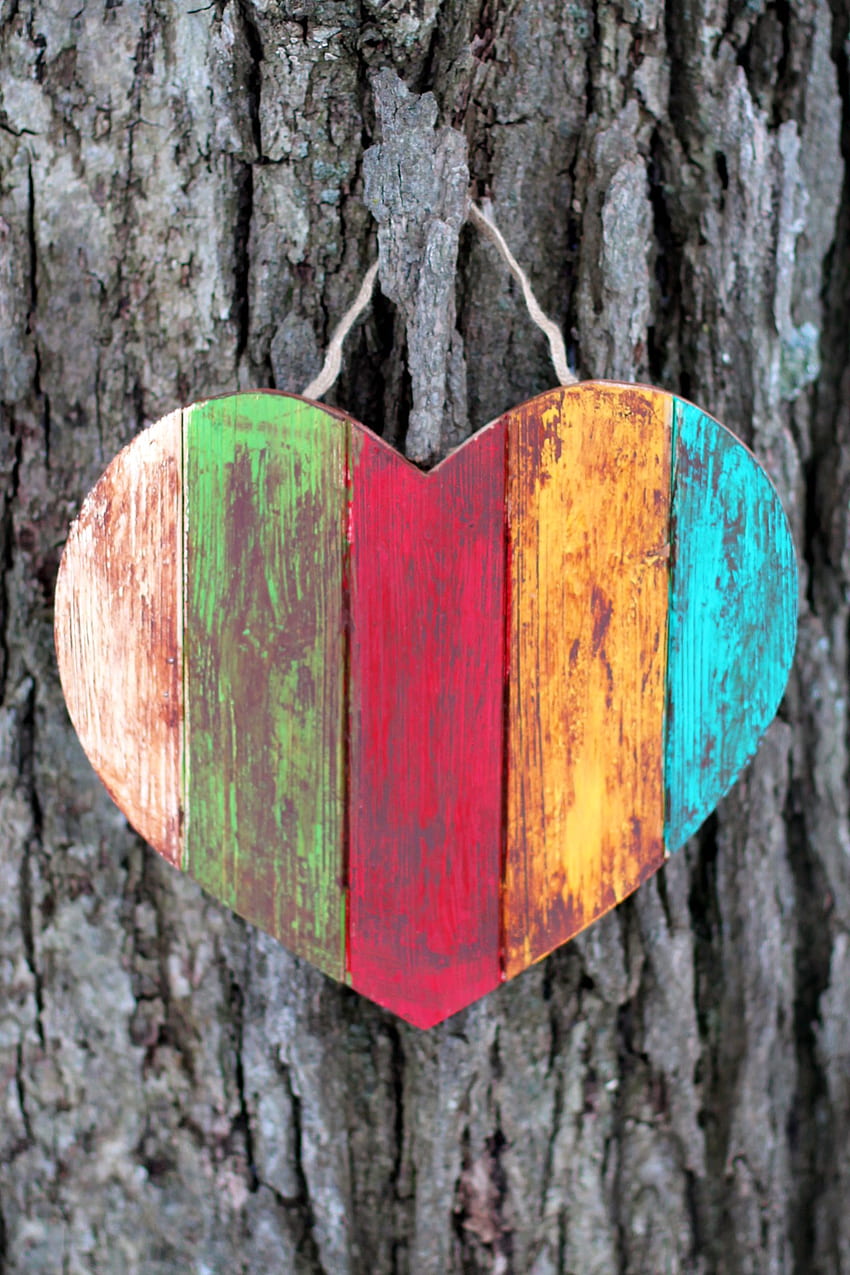 Antiqued Wooden Hearts, Rustic Hearts HD phone wallpaper