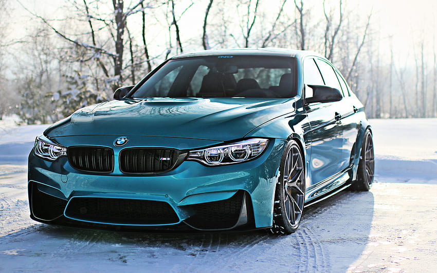 BMW M3, F80, Sedan, Tuning M3, blue sedan, winter, snow, front view, German sports cars, BMW for with resolution . High Quality , BMW M3 Blue HD wallpaper