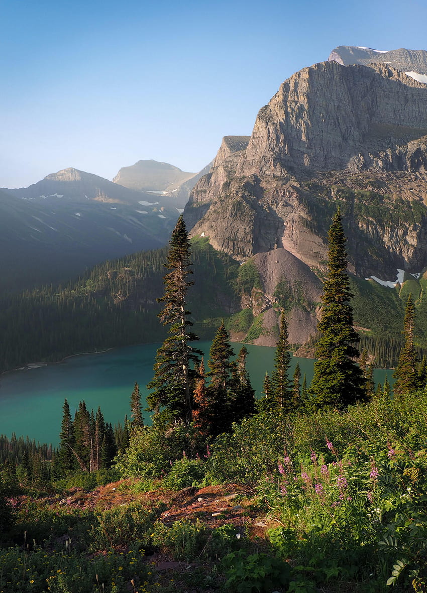 Nature, Trees, Sky, Mountains, Rocks, Lake, Fir, Spruce HD phone wallpaper