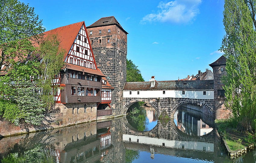 bridge, Germany, Bayern, channel, architecture, bridge, Nuremberg HD wallpaper