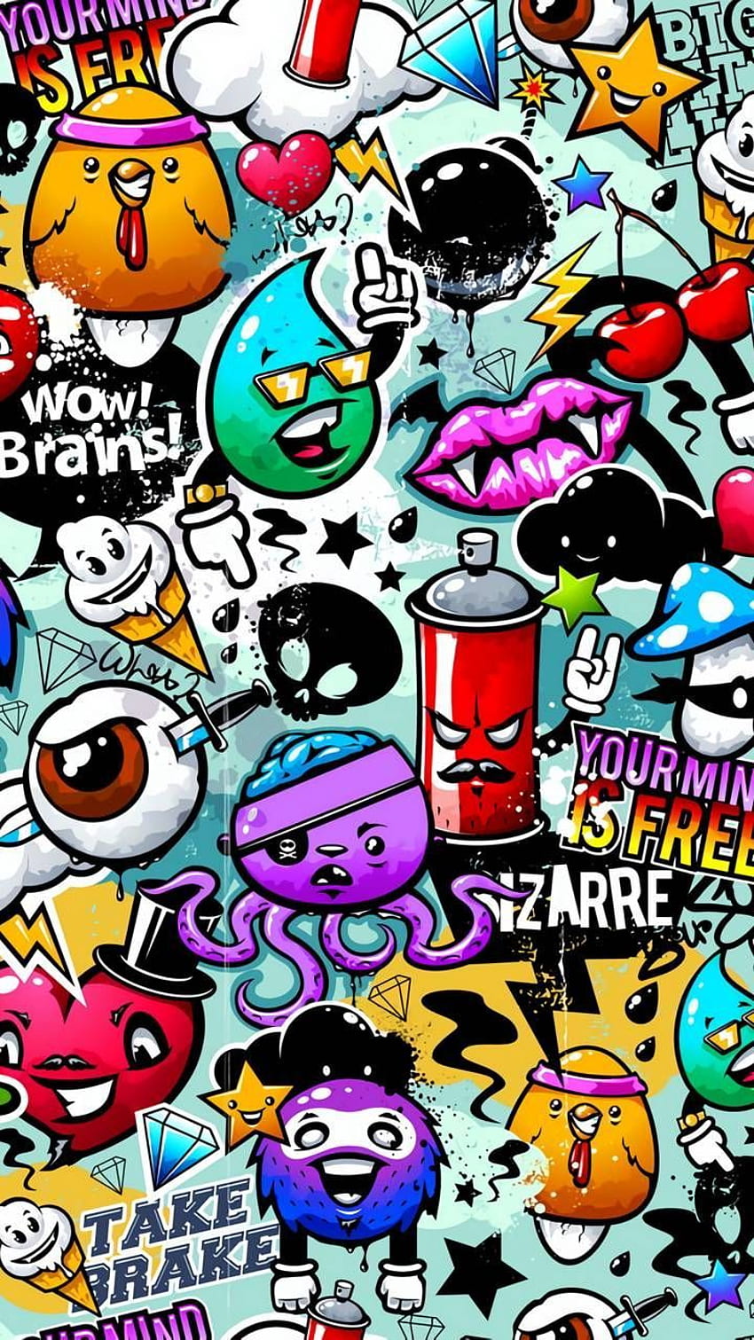 Cartone animato Graffiti nel 2019. Graffiti iphone, Doodle Sfondo del telefono HD