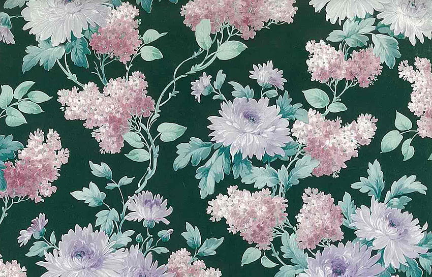 Green Floral Vintage Pink White Purple Lilacs Textured WS5610, Green Retro HD wallpaper