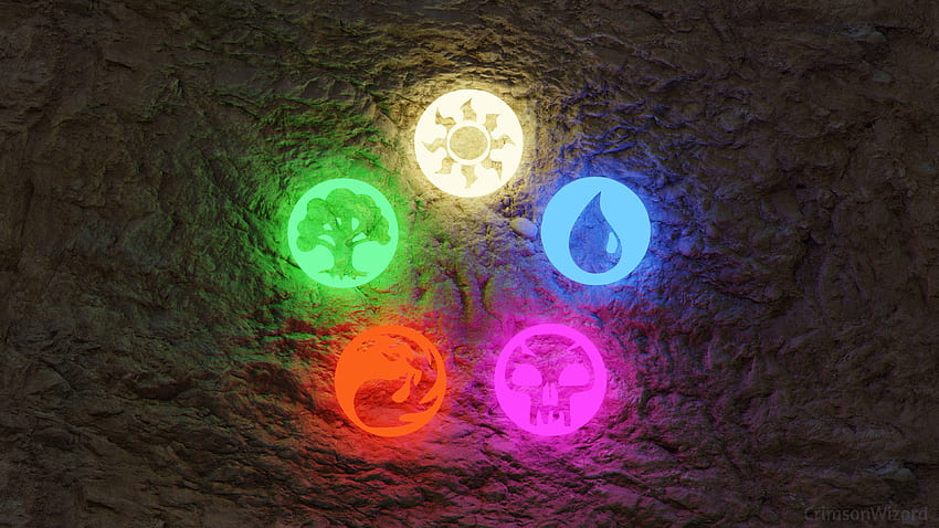 CrimsonWizard Mana Symbols Five Color MTG Magic the Gathering papel de parede HD
