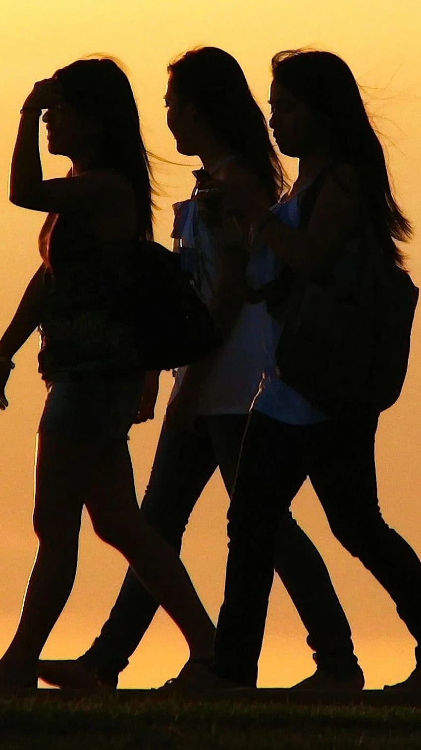 3 Friends, Girls, sunset, background HD phone wallpaper | Pxfuel