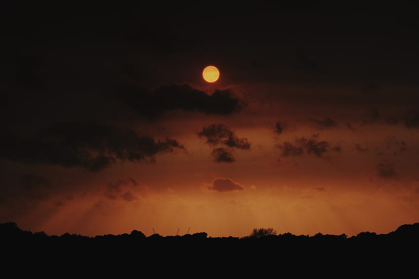 Alam, Langit, Malam, Awan, Bulan Wallpaper HD