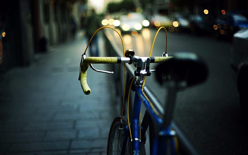 Grafik, Fahrrad, verschwommen, Lichter, Auto, Zaun, Straße / und mobiler Hintergrund, Straßenradfahren HD-Hintergrundbild