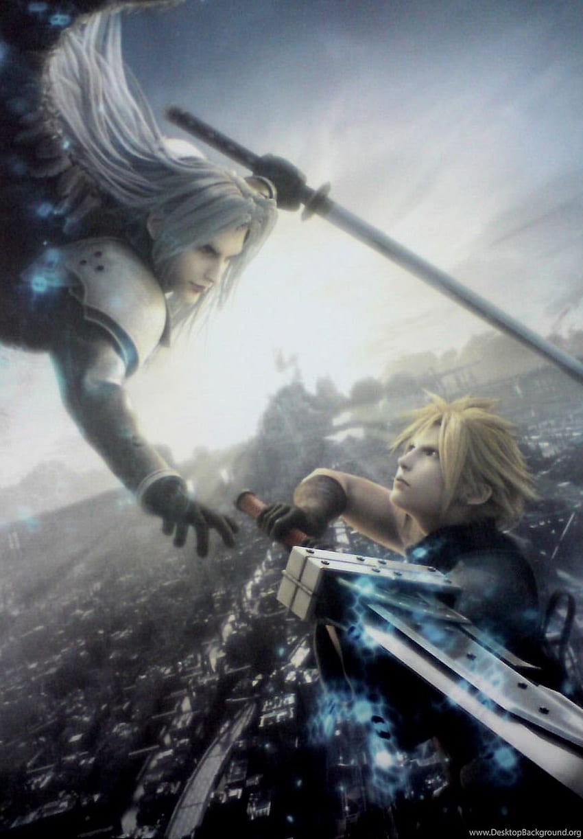 de FF VII AC: Cloud VS Sephiroth por Moluscum fondo de pantalla del teléfono