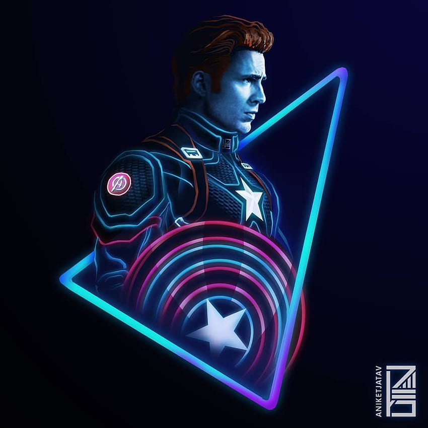 P BuG9b_MgVXb ?igshid=1duo7si3b140a Im Jahr 2020. Marvel Superhelden, Marvel Art, Avengers, Captain America Neon HD-Handy-Hintergrundbild
