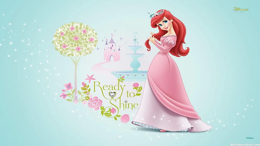 Vestido Rosa Pequena Sereia Princesa Disney Ariel. papel de parede HD