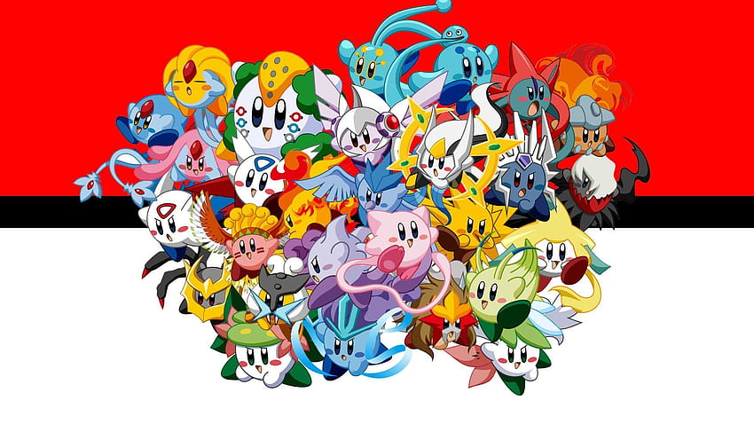 I made a with Kirby as (most of) the Legendary, Legendary Pokémon HD wallpaper