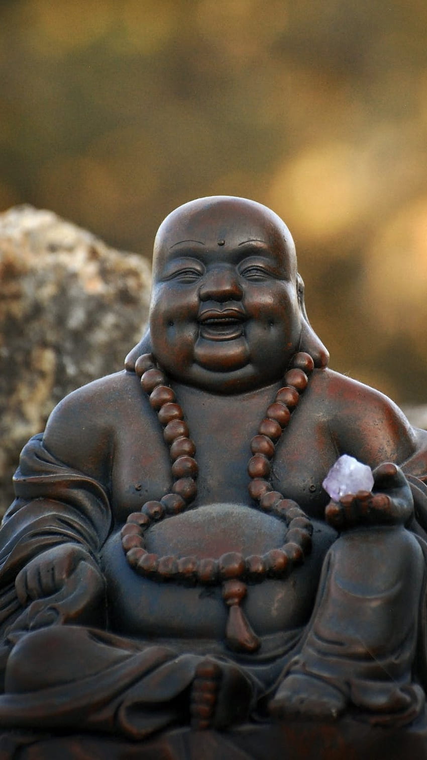 Lachender Buddha, schwarzer lachender Buddha, Buddha lachender Buddha HD-Handy-Hintergrundbild