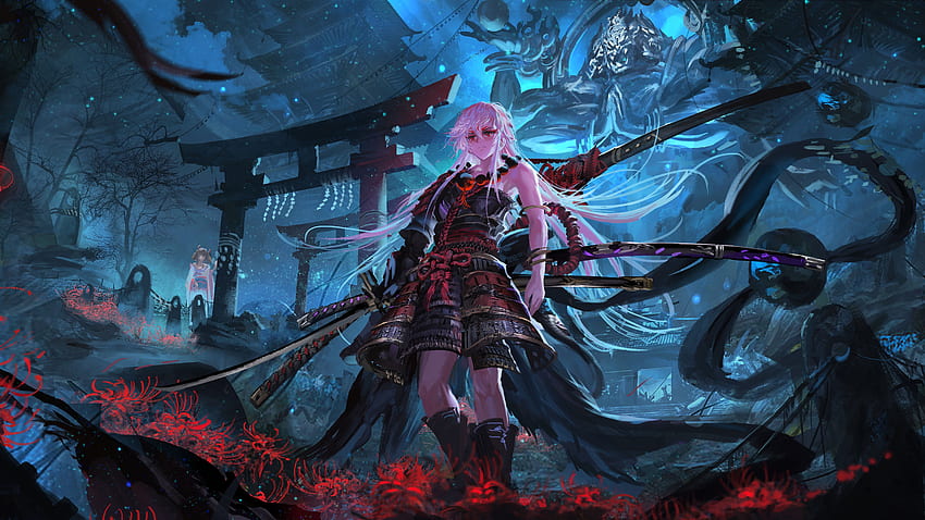 아니메 Samurai Girl Katana Fantasy , 사무라이 아니메 PC HD 월페이퍼