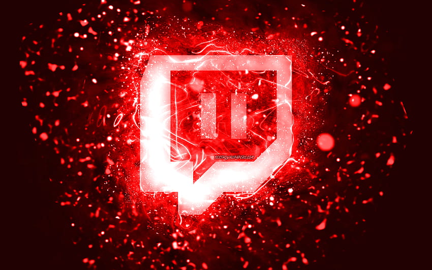 Twitch red logo, , red neon lights, creative, red abstract background, Twitch logo, social network, Twitch HD wallpaper