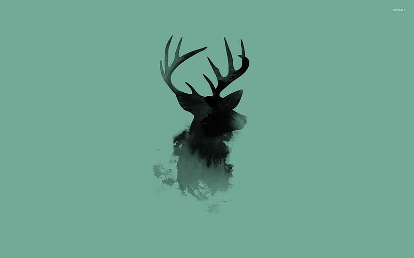Stag Head Silhouette - Deer Head Silhouette With Background - -, Deer Drawing HD wallpaper