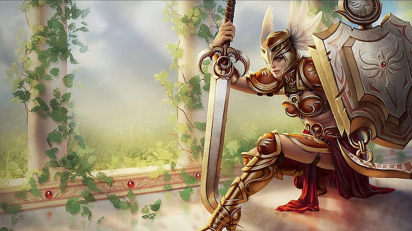 League of legends fantasy art warrior knight women girl weapons, Female Knight HD wallpaper