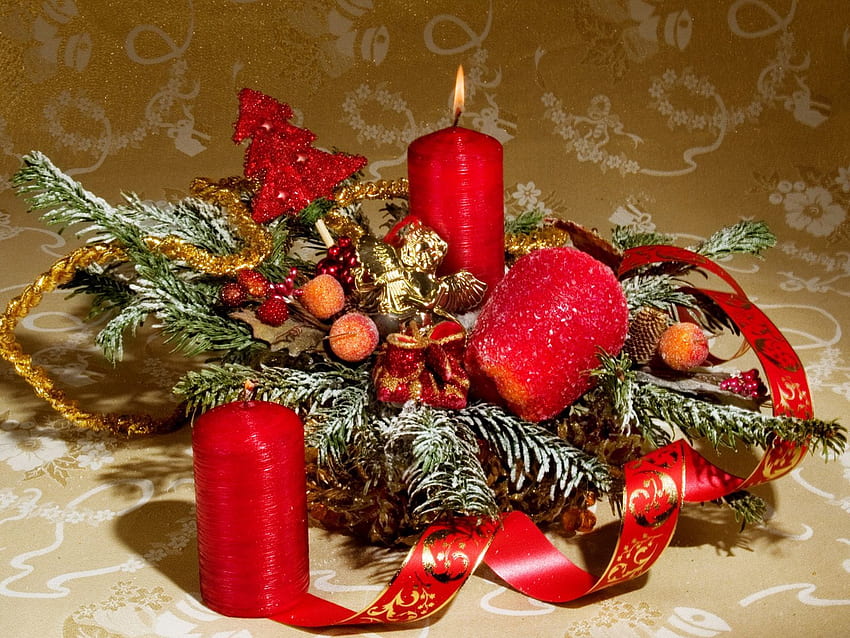 Празници, Нова година, Украса, Свещи, Коледа, Коледна елха HD тапет