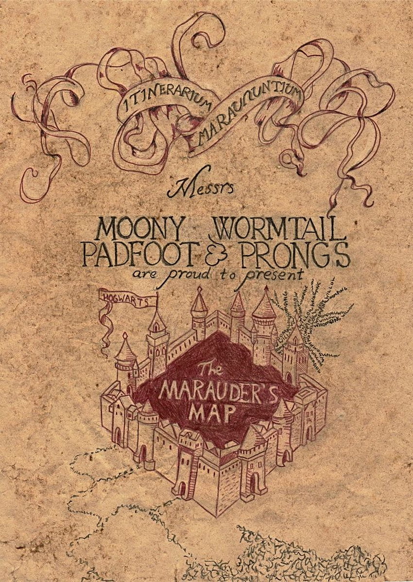 a fair bit of parchment. Fantasy maps. Harry potter, Harry Potter Marauder's Map HD phone wallpaper