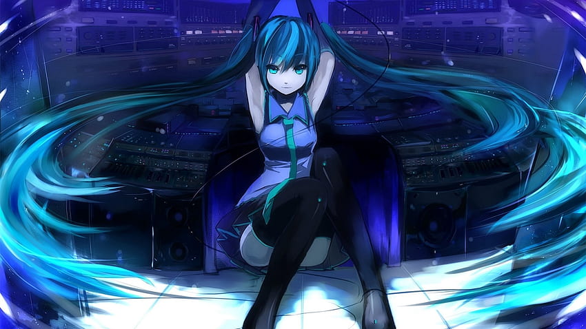 Anime Mavi Sevimli Kız Hatsune Miku Vocaloid Â· | Arka plan kimliği:83859 HD duvar kağıdı