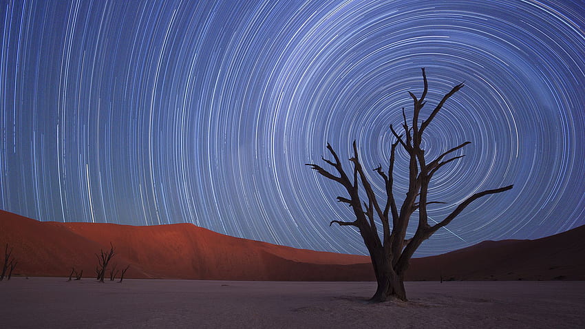 Star Trails, Sossusvlei, Park Narodowy Namib Naukluft, Namib Tapeta HD