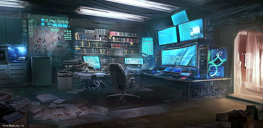 Cyberpunk, Hackerraum HD-Hintergrundbild