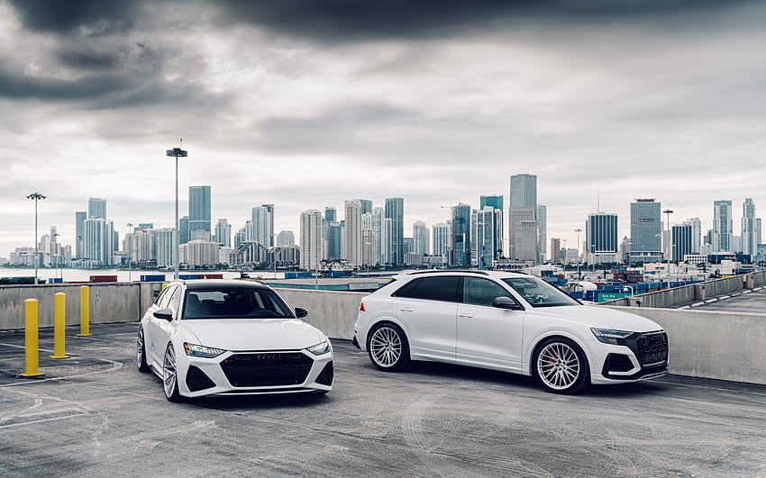 Audi RS Q8, 2021, Audi RS6 Avant, German cars, tuning Q8, tuning RS6 Avant, white RSQ8, Audi HD wallpaper