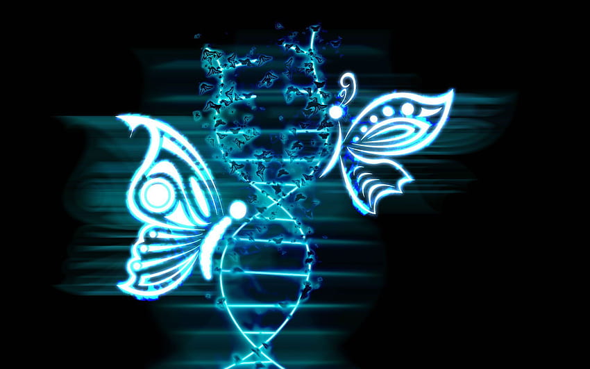 DNA 3D 구조 분자 패턴 추상화 유전 환각 나비. HD 월페이퍼