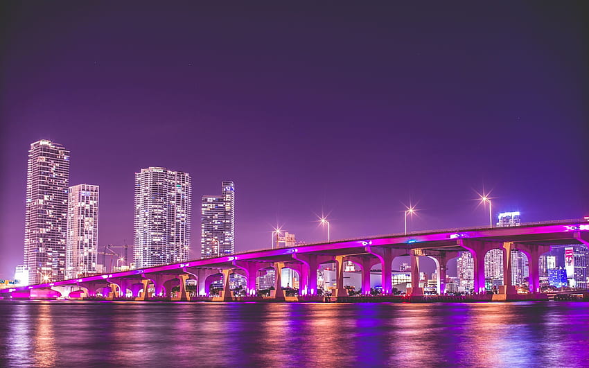 Wallpaper night, bridge, florida, Miami, FL, miami, vice city images for  desktop, section город - download