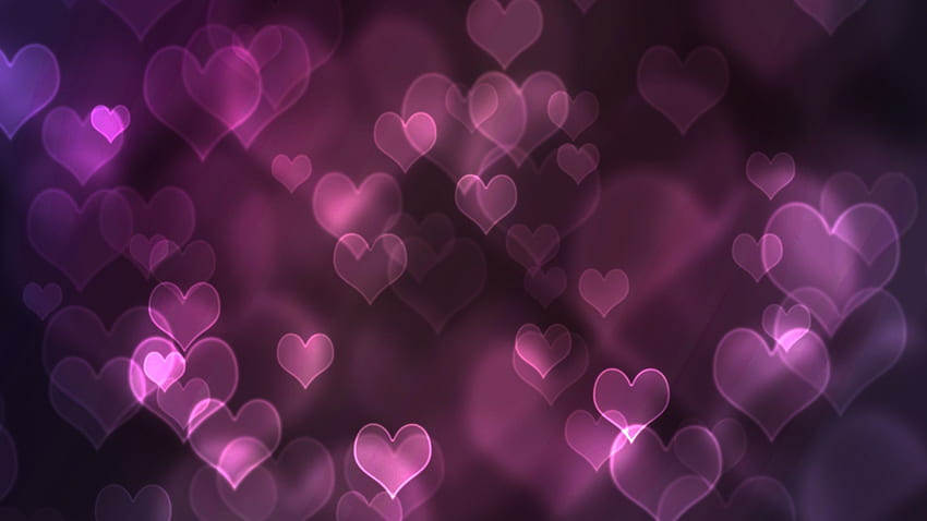 плаващи сърца, сърца, лилаво, розово, 3d HD тапет