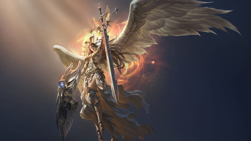 Liga Aniołów, piękny anioł, skrzydła, miecz U, , Skrzydła Anioła Tapeta HD