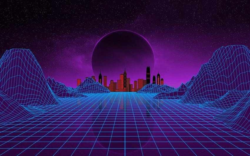 Neonowe • fioletowe, vaporwave, lata 80., noc, rzeczywistość wirtualna, przestrzeń, artystyczne • Dla Ciebie Najlepsze na urządzenia mobilne Tapeta HD