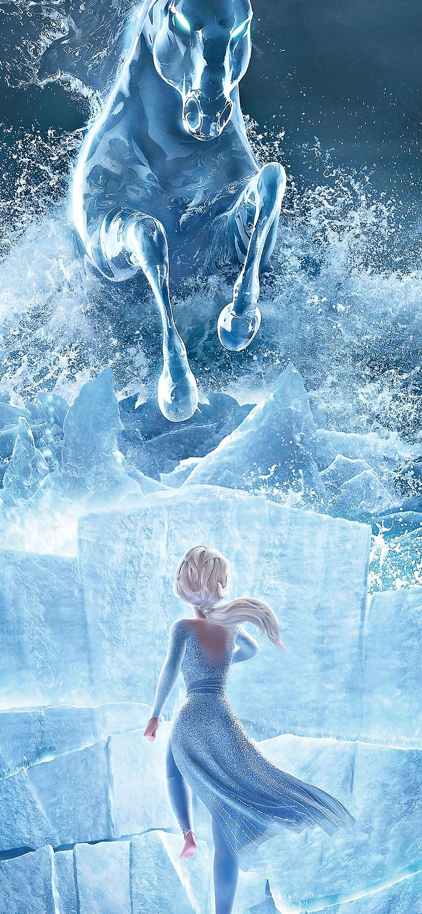Kraina lodu 2, Elsa, lodowce, koń, animacja na iPhone XS Max, lodowy koń Tapeta na telefon HD