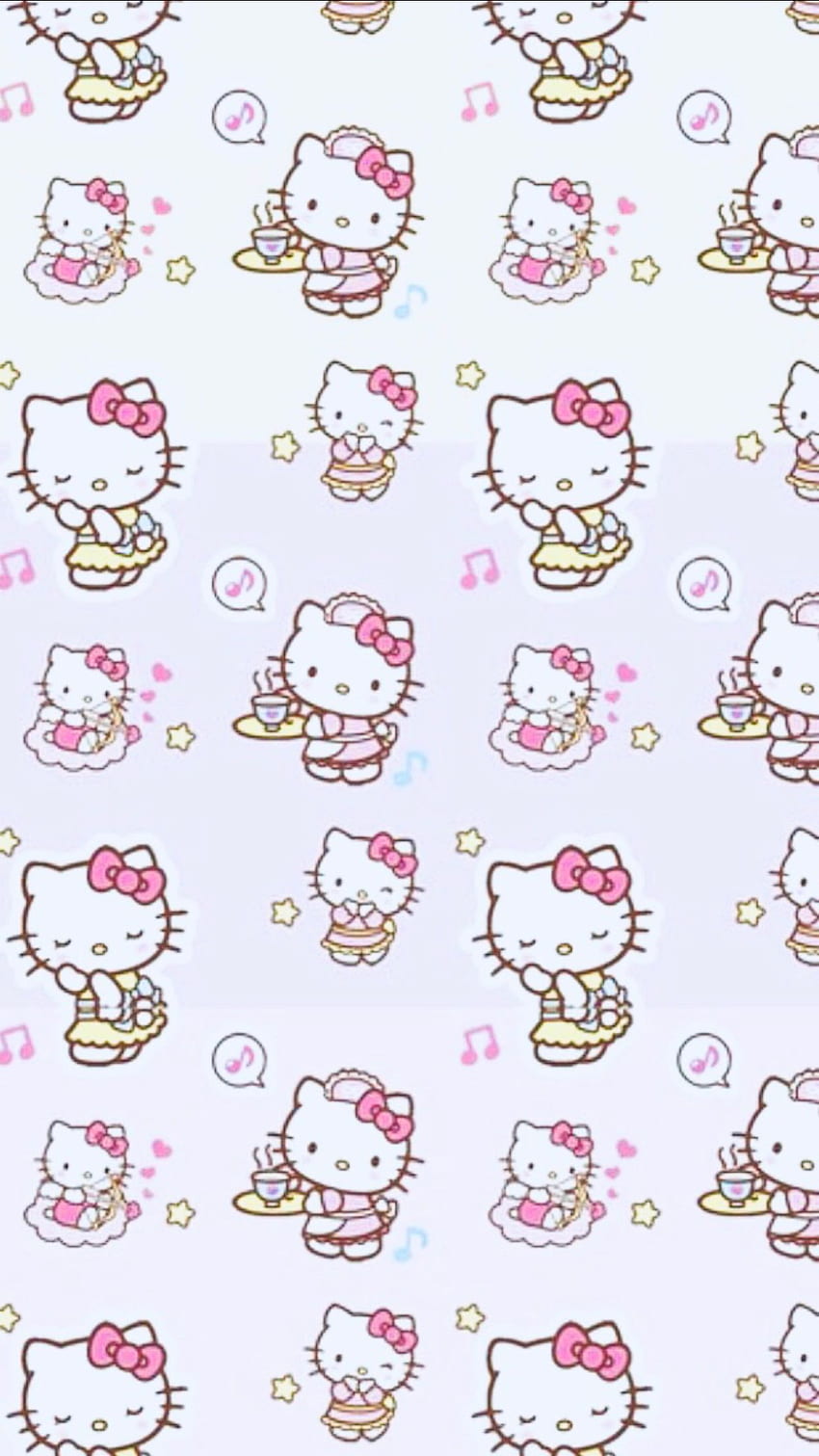 Wzór Hello Kitty. Hello Kitty Tło. Cześć kotku Tapeta na telefon HD