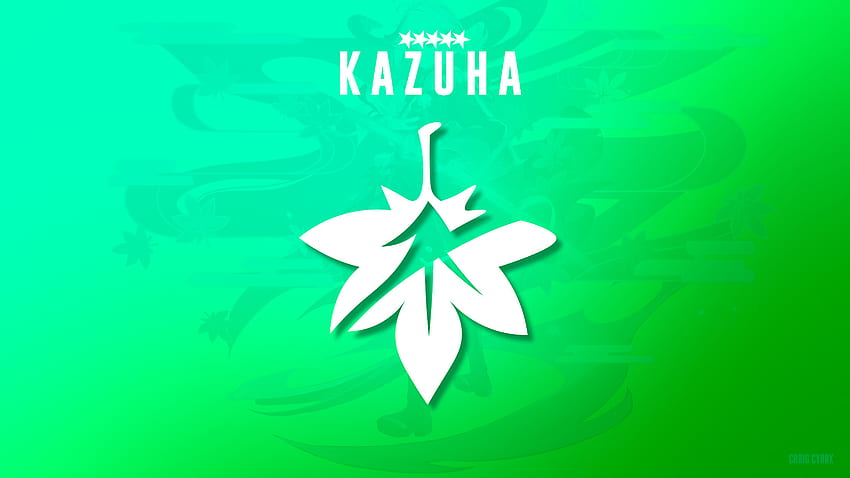 โลโก้ Kaedehara Kazuha พื้นหลังสีเขียว Genshin Impact วอลล์เปเปอร์ HD