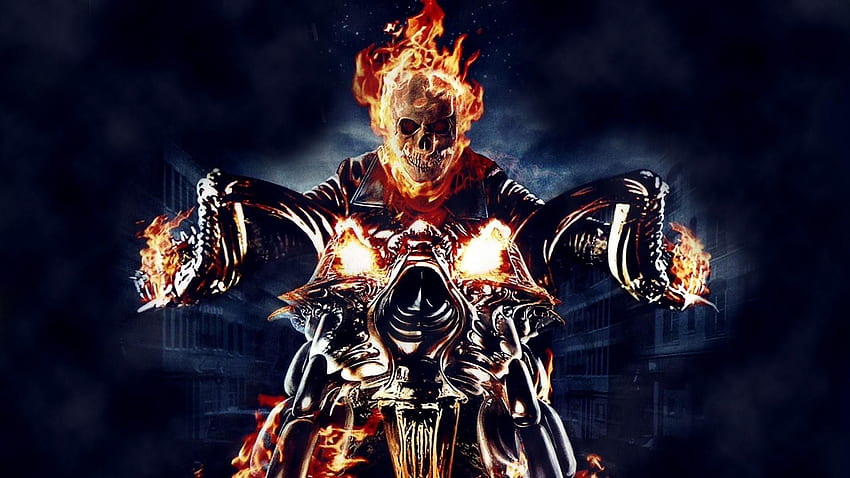 ghost rider tengkorak sepeda motor api komik novel grafis JPG 298 kB, Skull On Fire Wallpaper HD