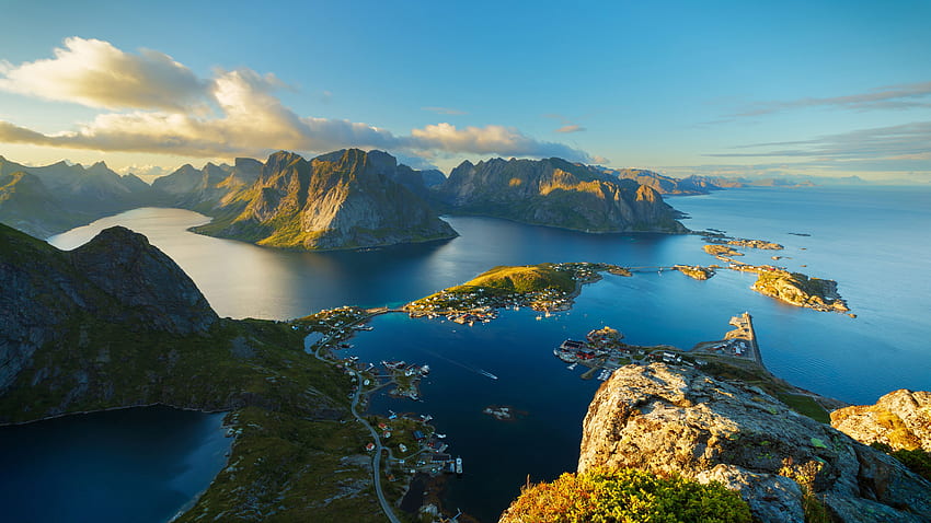 Îles Lofoten Norvège Panorama De Reinebringen L'un Des Plus Hauts, 5760X3240 Fond d'écran HD
