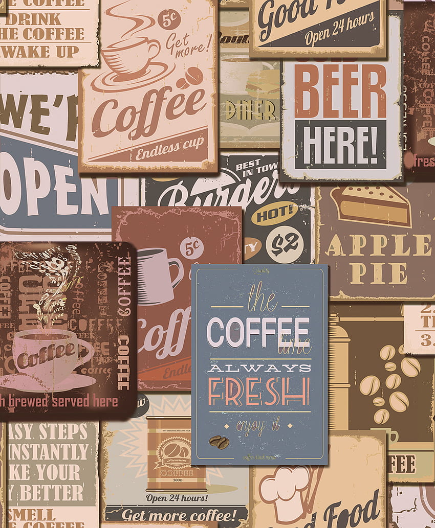 Papel de parede de vinil com design vintage para cafeteria - Compre cafeteria, papel de parede para cafeteria, produto vintage, homem vintage Papel de parede de celular HD