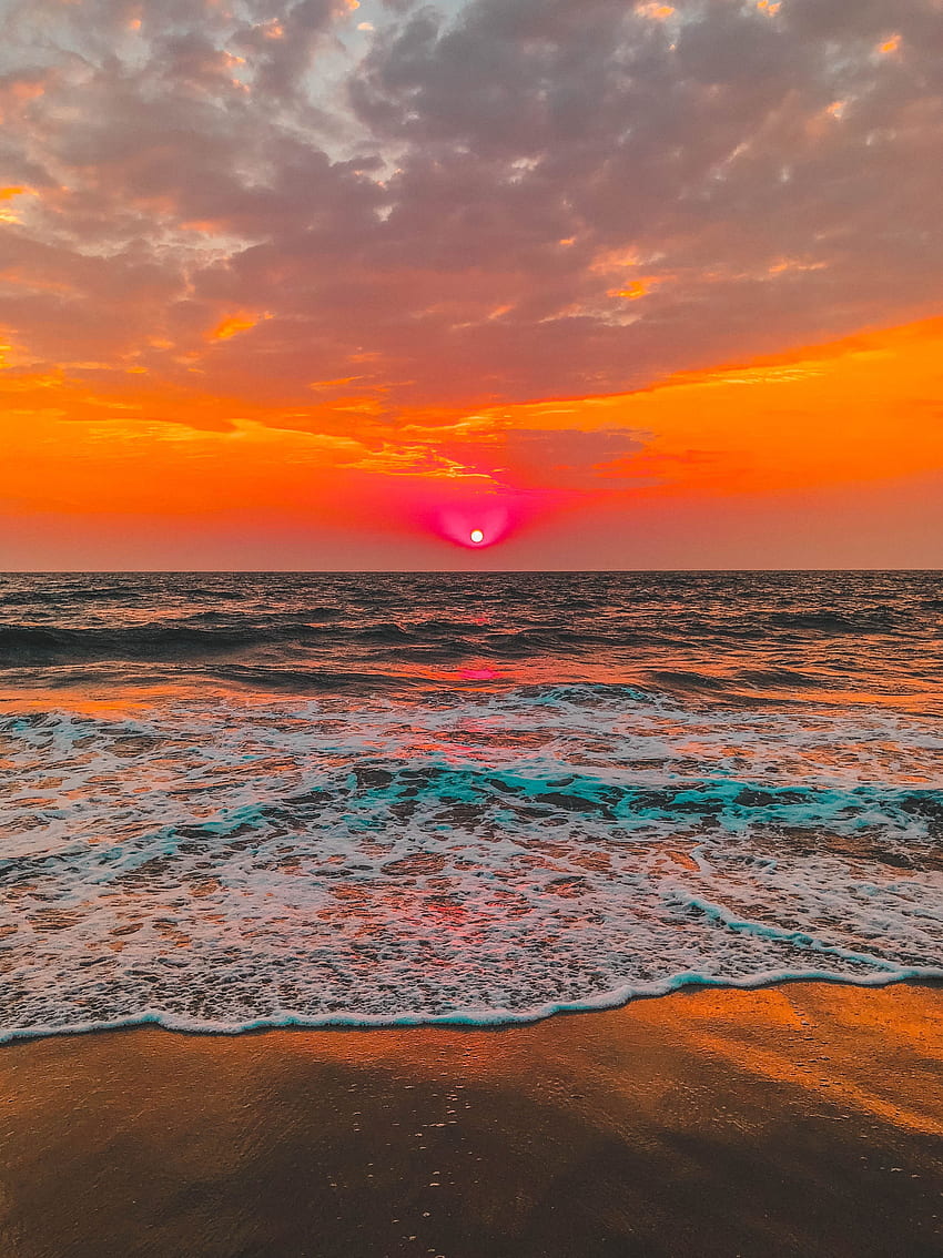 Nature, Sunset, Ciel, Horizon, Mousse, Surf Fond d'écran de téléphone HD