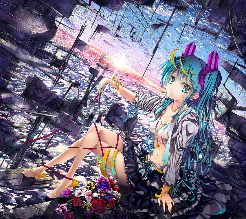 Vocaloid, blaue Augen, Hatsune Miku, lange Haare HD-Hintergrundbild