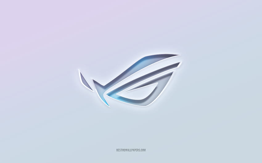 ROG logo, cut out 3d text, white background, ROG 3d logo, ROG emblem, ROG, embossed logo, ROG 3d emblem, ASUS, Republic of Gamers HD wallpaper