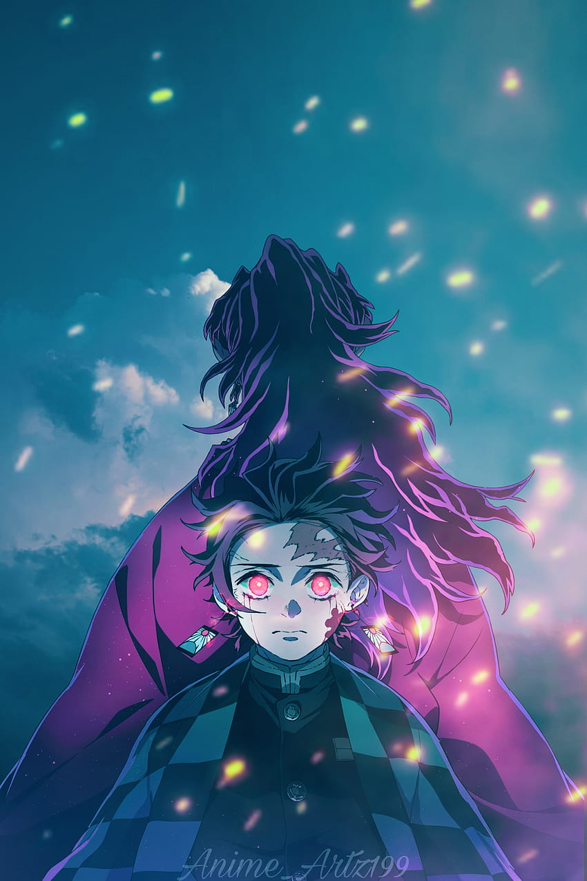 Demon slayer, sky, hair, tanjiro HD phone wallpaper