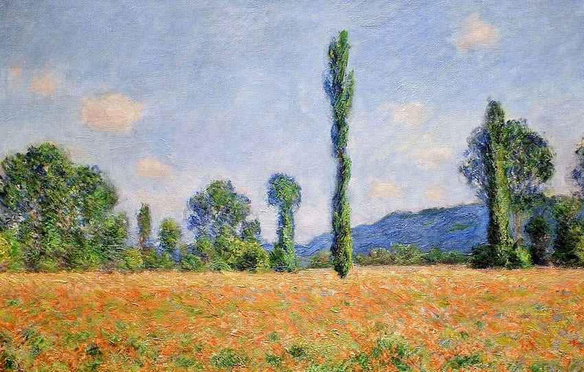 pejzaż, , Claude Monet, Pole maków w Giverny dla , sekcja живопись, y Moneta Tapeta HD