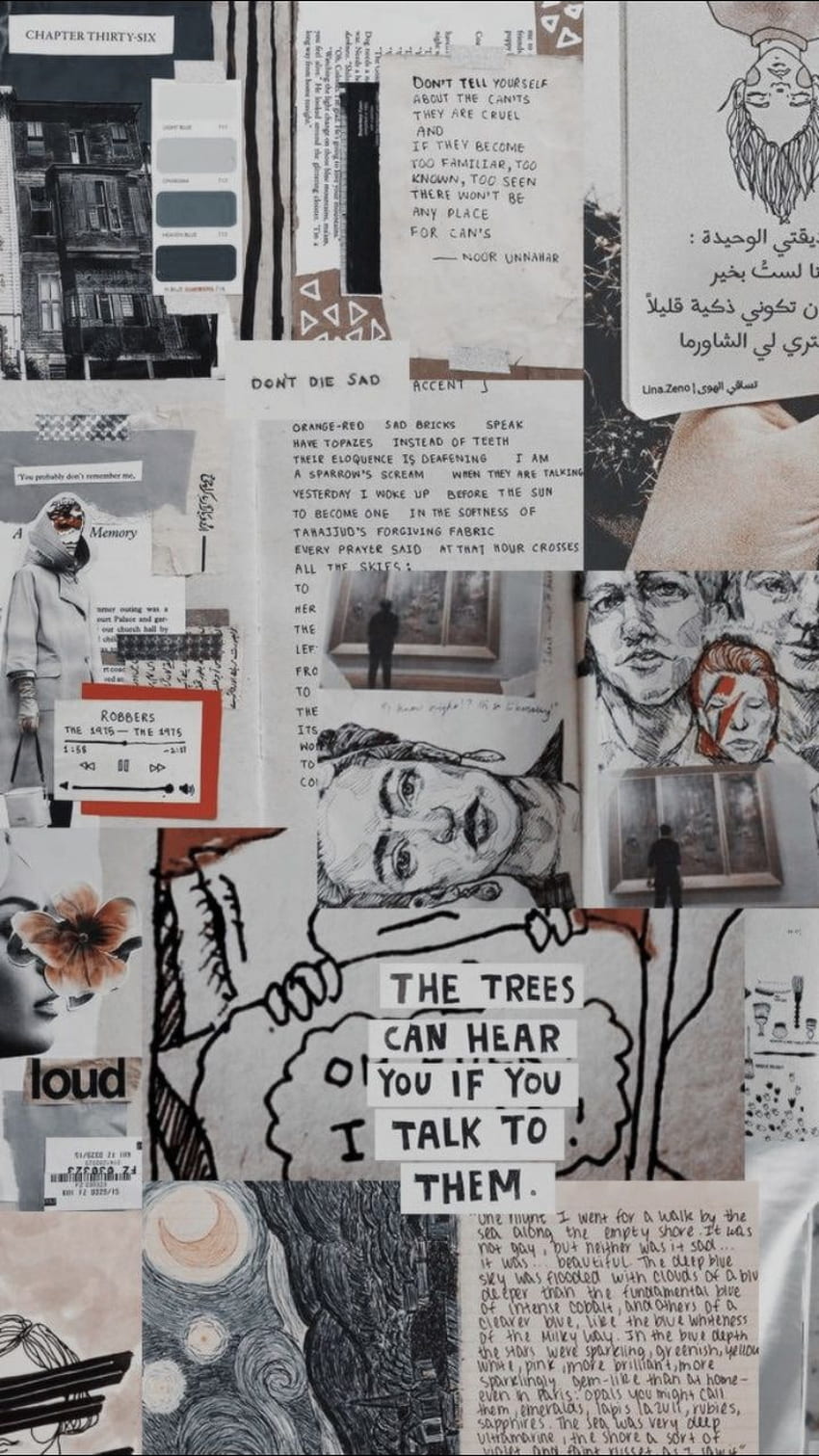 no jornal de arte, Sad Aesthetic Collage Papel de parede de celular HD