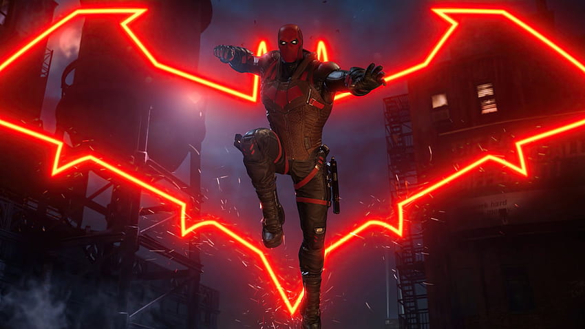red hood, gotham knights, video game, , , background, d8bd3e, Red HUD HD wallpaper