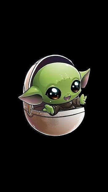 Snowing Background Close Up Cartoon Cute Realistic Baby Yoda Drawing with  Christmas Hat · Creative Fabrica